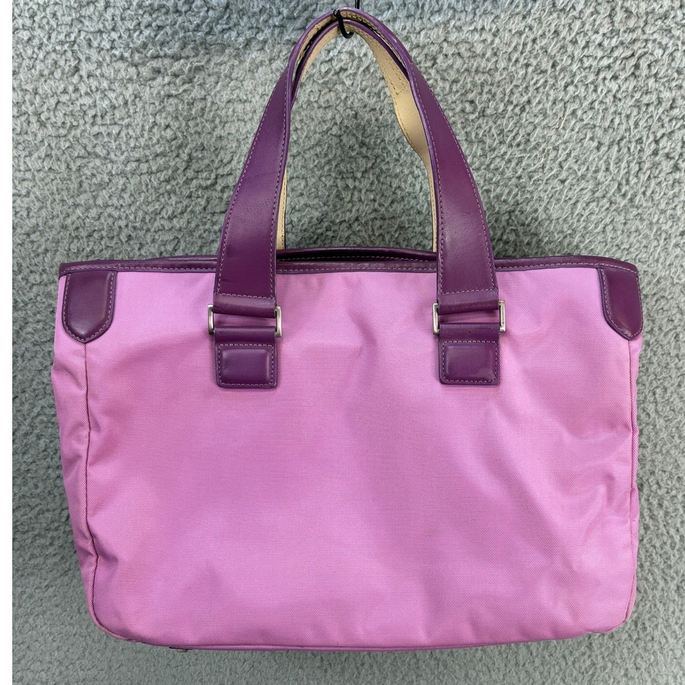 Tumi Nylon Leather Tote Bag Womens Medium Pink Purple Shoulder Travel Carry On